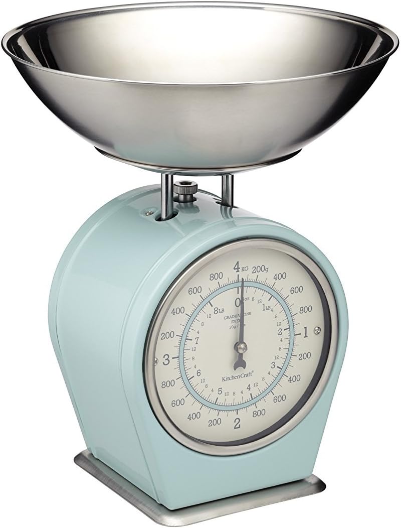 KitchenCraft Living Nostalgia Mechanische Küchenwaage mit Schüssel