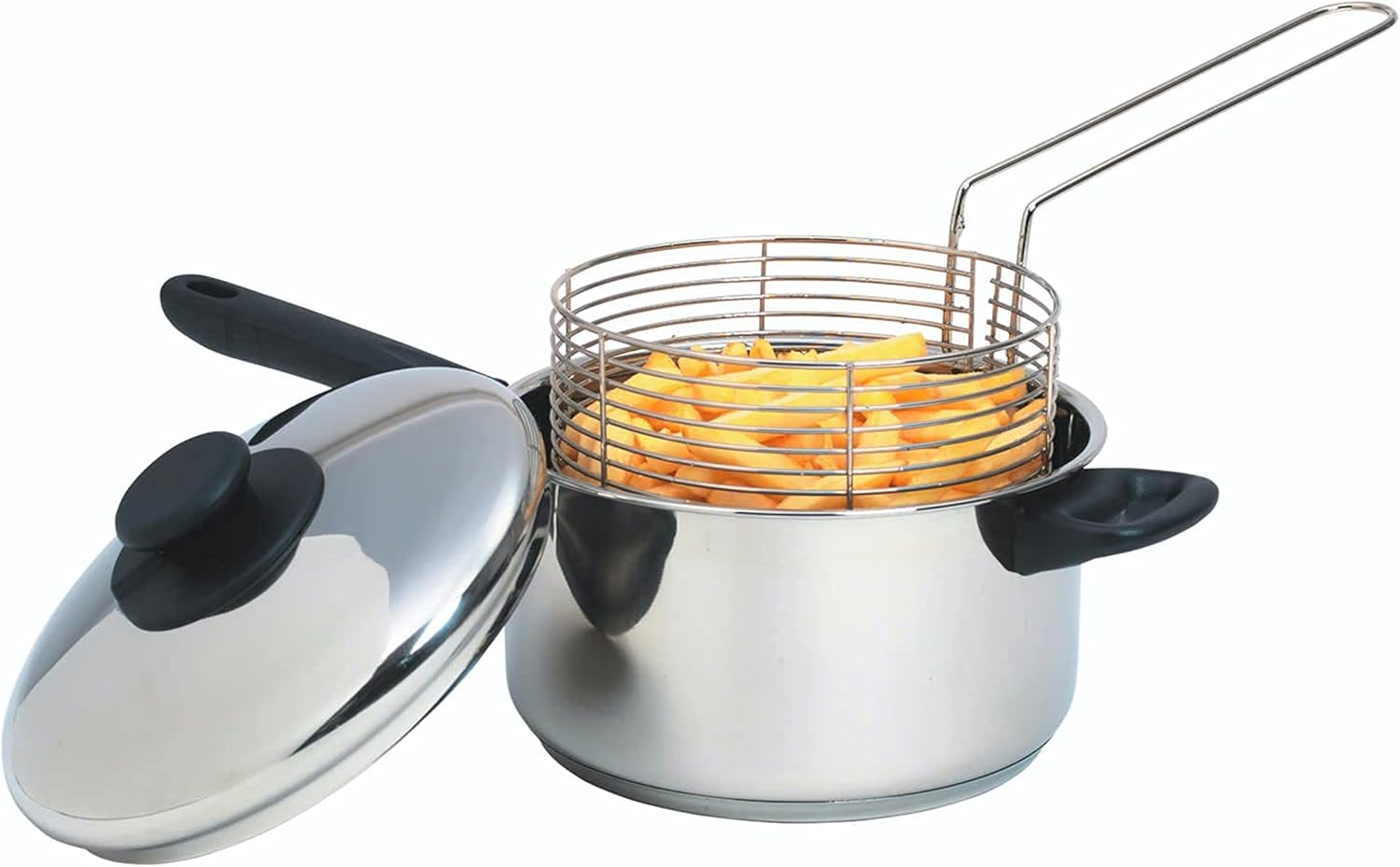 KitchenCraft Großer Frittiertopf mit Korb und Deckel