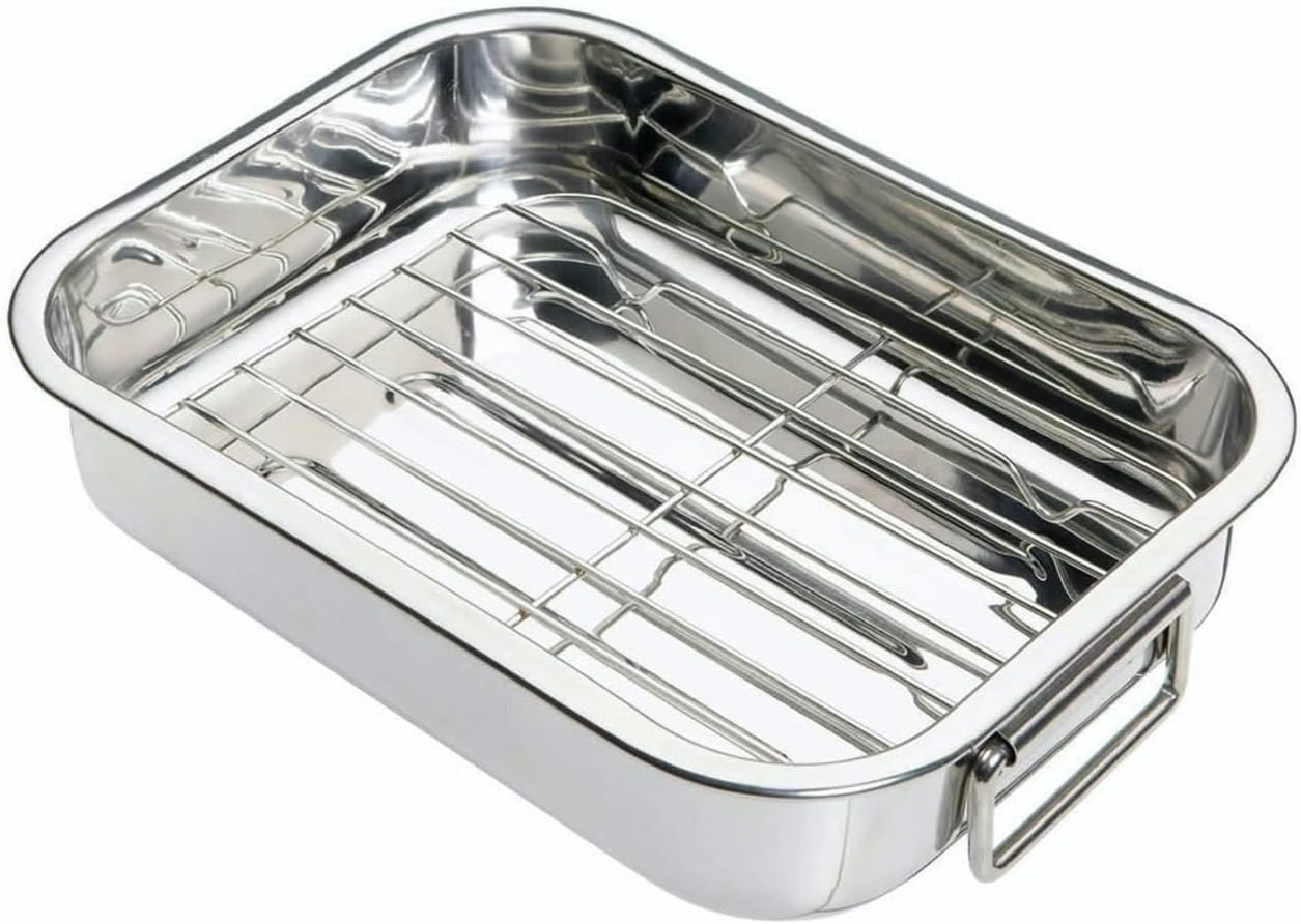 KitchenCraft Kleine Bratreine aus Edelstahl mit Rost